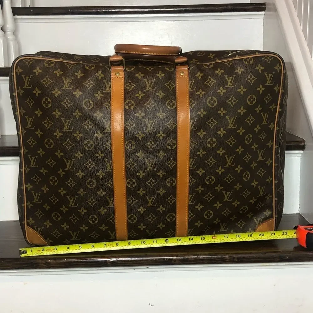 LOUIS VUITTON Sirius 55 Monogram Suitcase Leather Coated Canvas Bag Authentic